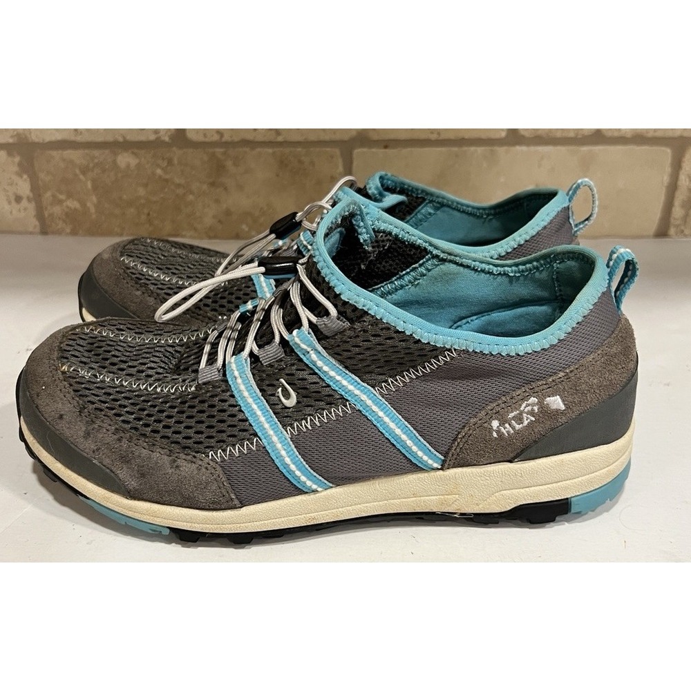 Olukai Shoes Women's Kia'i Sneaker Trainer Grey Turquoise Mesh Suede Size‎ 10